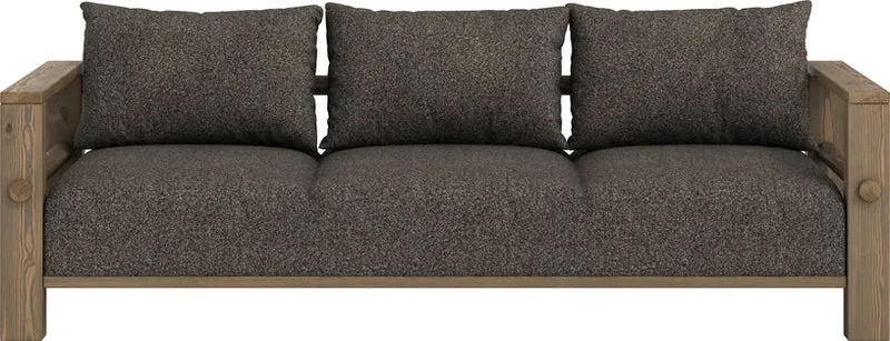 Canapé en pin foncé et son futon mellow brown 94x225x82cm Bare - Karup Design