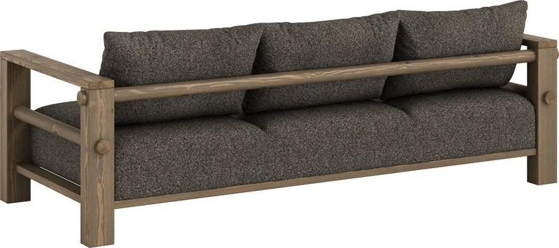 Canapé en pin foncé et son futon mellow brown 94x225x82cm Bare - Karup Design