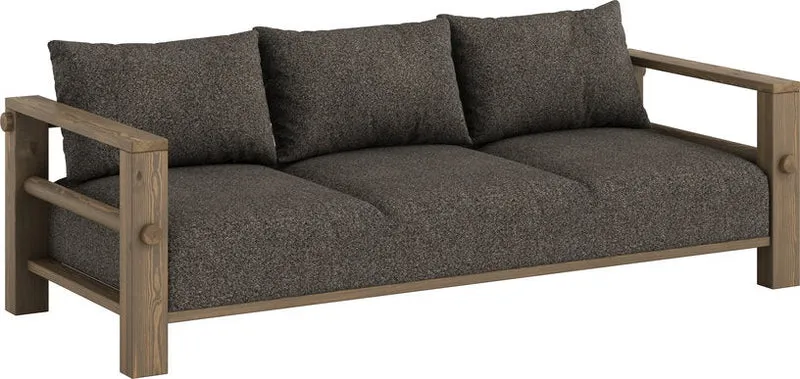 Canapé en pin foncé et son futon mellow brown 94x225x82cm Bare - Karup Design