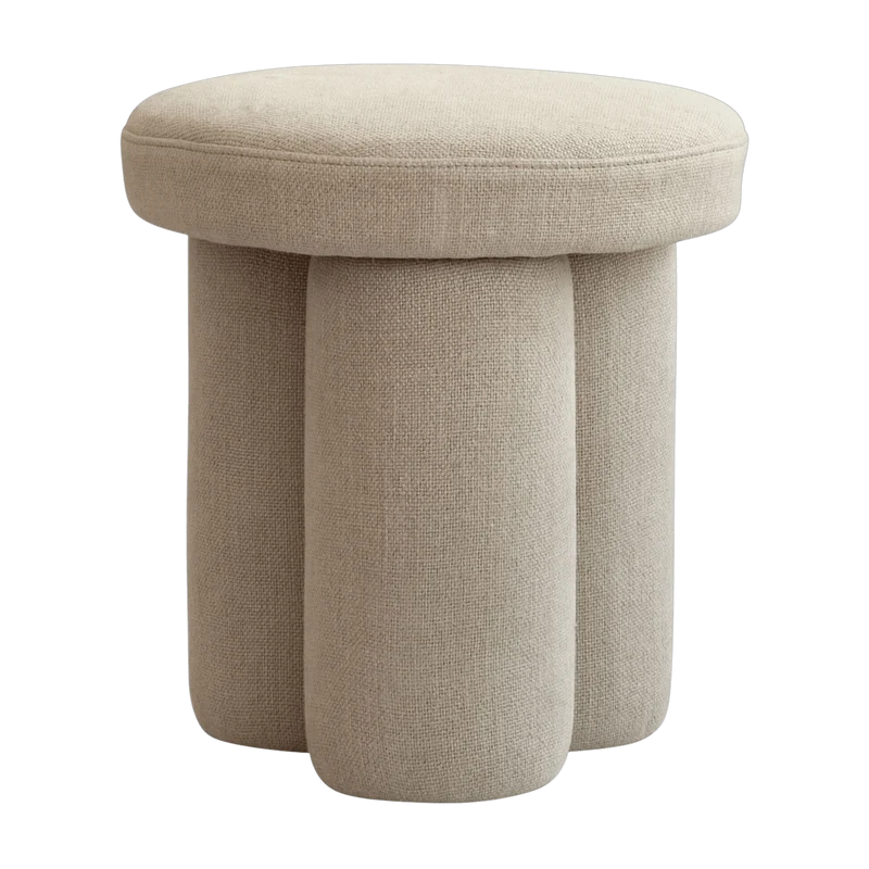 Tabouret rond en tissu lin beige Big Foot - 101 COPENHAGEN