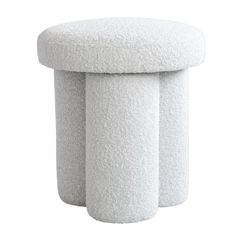 Tabouret rond en tissu bouclé blanc cassé Big Foot - 101 COPENHAGEN