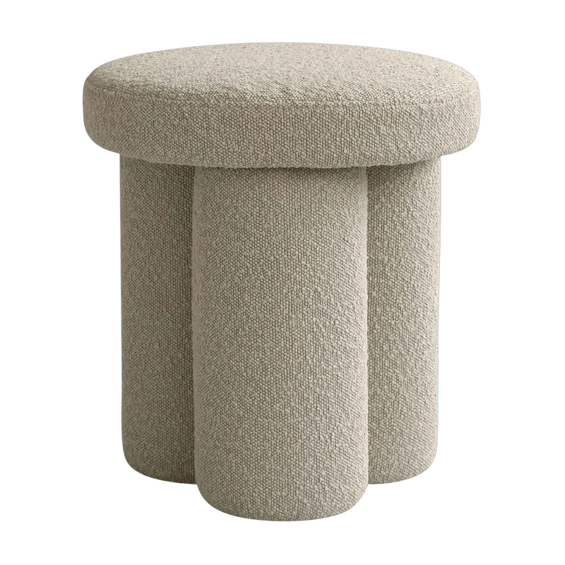 Tabouret rond en tissu bouclé beige Big Foot - 101 COPENHAGEN