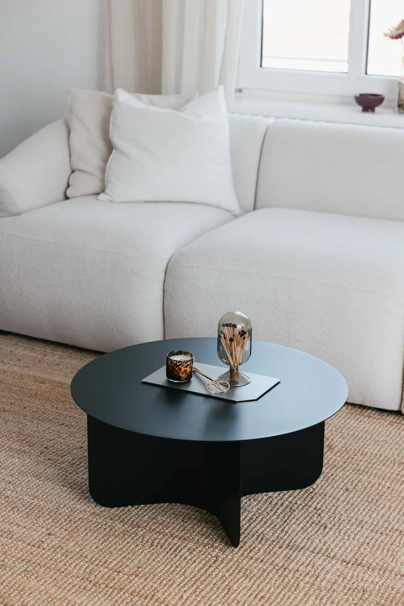 Table basse ronde en acier noir 65x30cm Miro - Metallbude