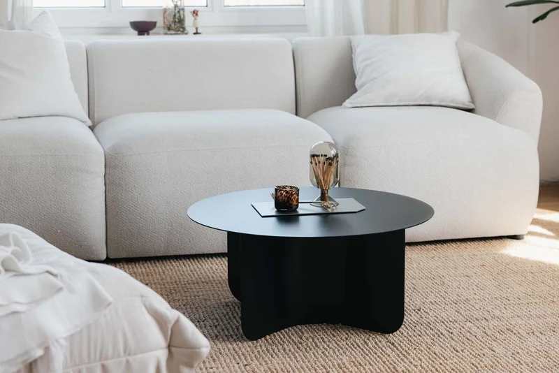 Table basse ronde en acier noir 65x30cm Miro - Metallbude
