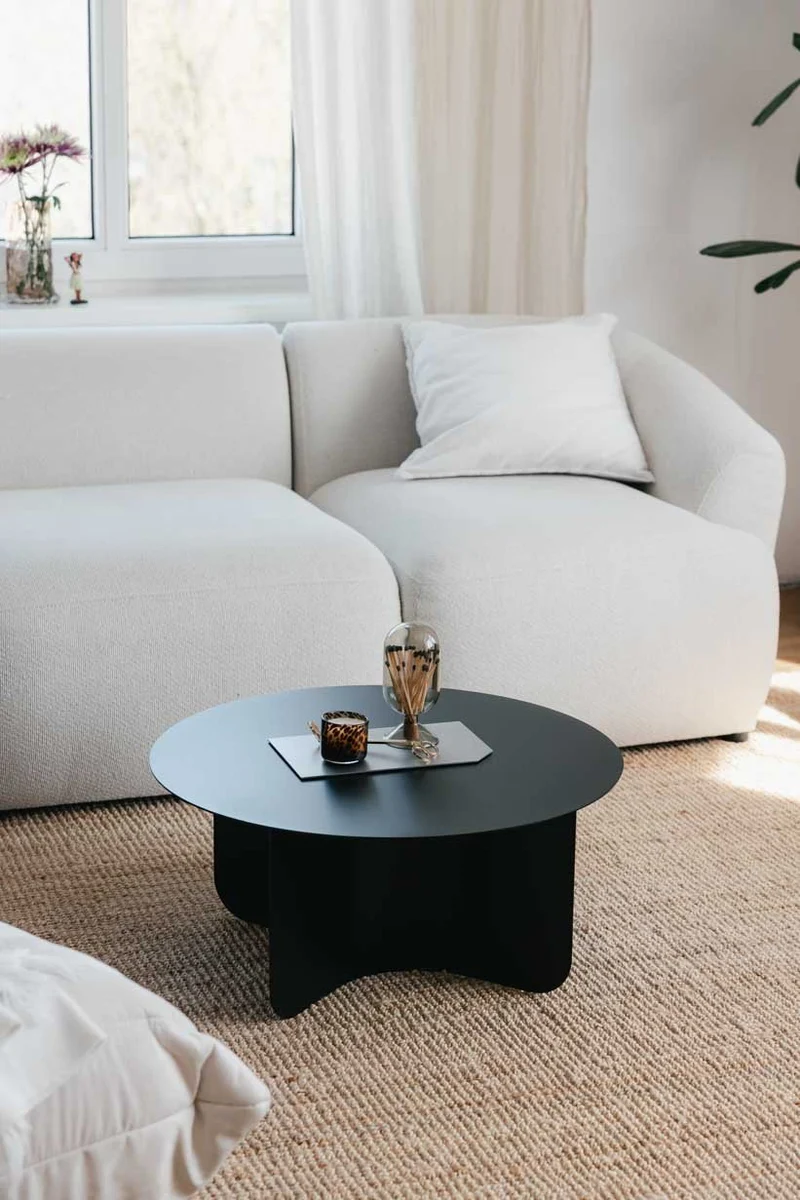 Table basse ronde en acier noir 65x30cm Miro - Metallbude