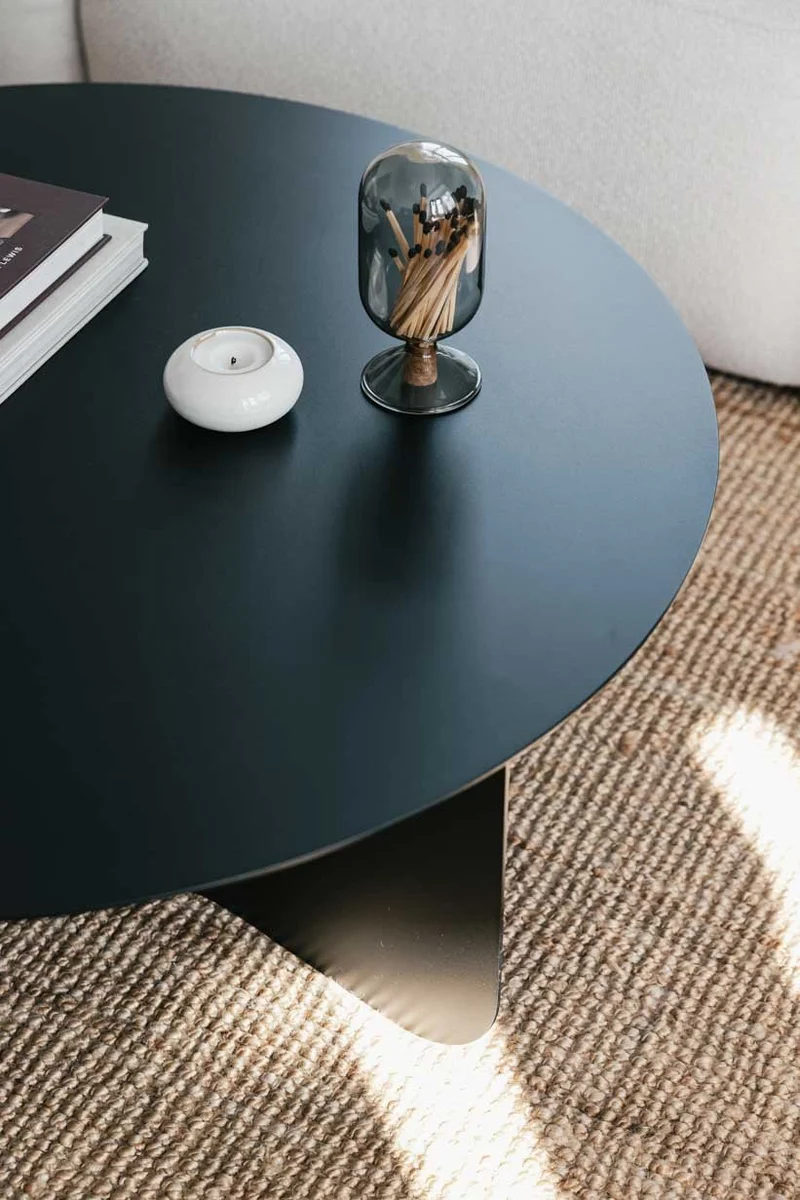Table basse ronde en acier noir 65x30cm Miro - Metallbude