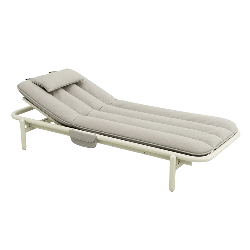 Transat en aluminium beige avec son matelas gris 212x97x39cm Sunbud Fatboy