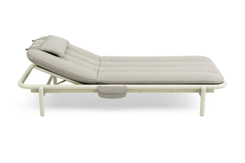 Transat en aluminium beige avec son matelas gris 212x97x39cm Sunbud Fatboy