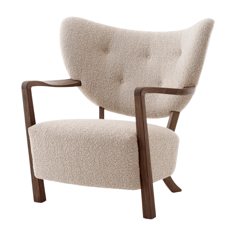 Fauteuil lounge en noyer huilé et laine beige 85 x 85 x 84 cm Wulff ATD2 - &tradition