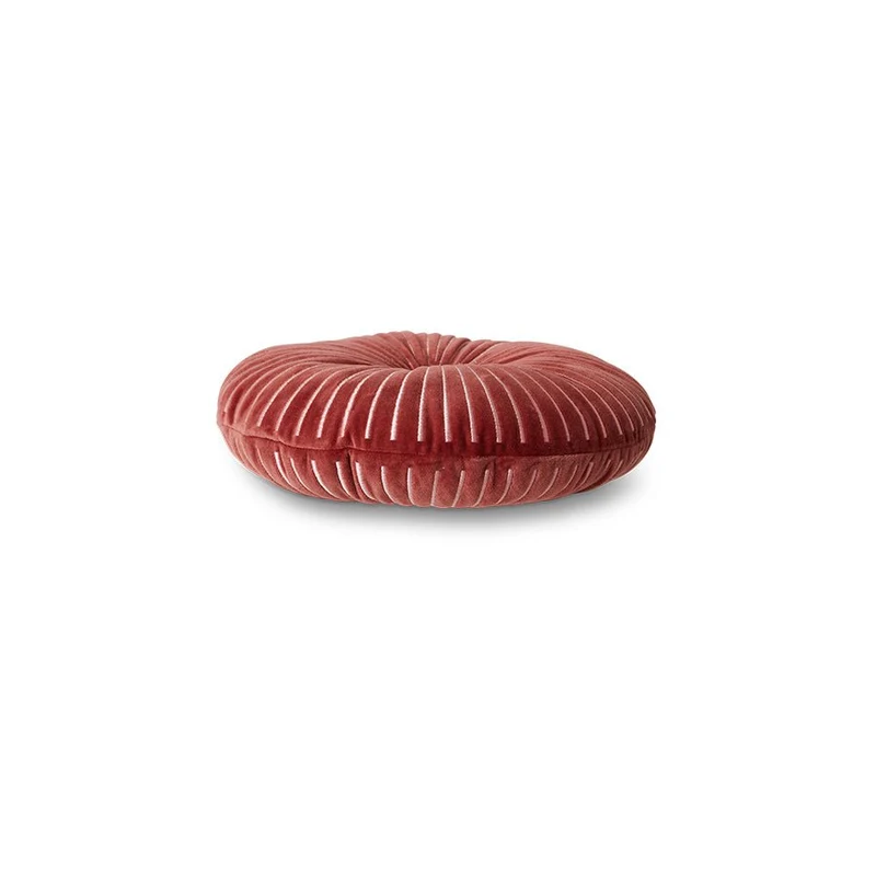 Coussin rond en velours rouge bordeaux 35cm - HKLIVING