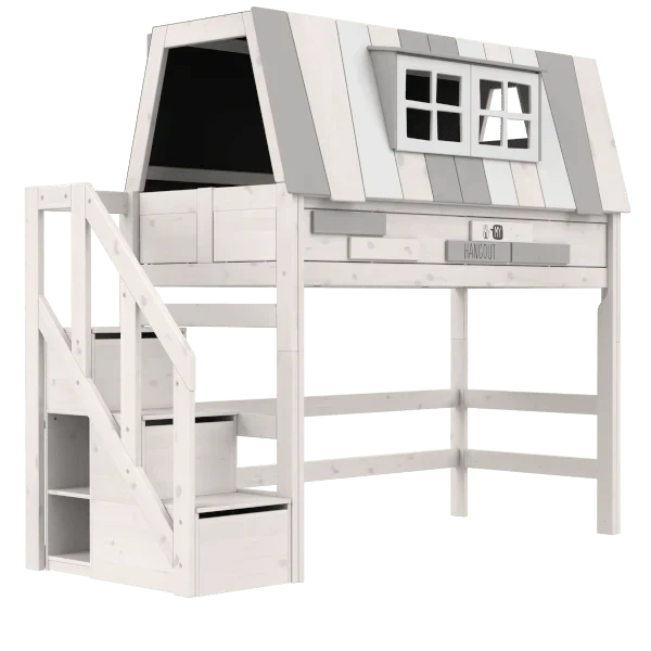 Lifetime Kidsrooms Hochbett mit Treppe 152 cm - My Hangout Whitewash