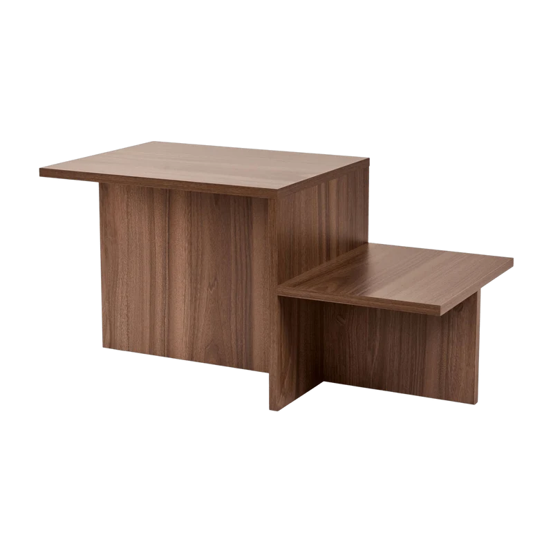Table basse assymétrique en bois foncé 80x40cm Harmony - Home Design