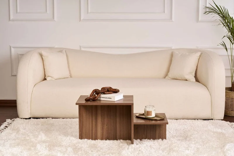 Table basse assymétrique en bois foncé 80x40cm Harmony - Home Design