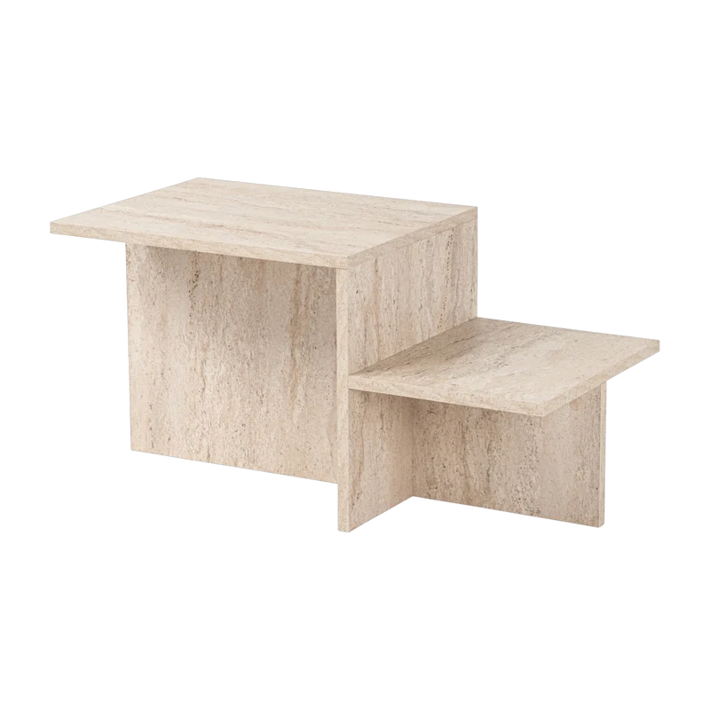 Table basse asymétrique effet travertin 80x40cm Harmony - Home Design