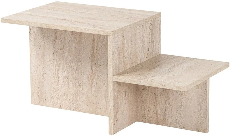 Table basse asymétrique effet travertin 80x40cm Harmony - Home Design