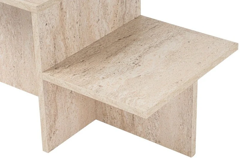 Table basse asymétrique effet travertin 80x40cm Harmony - Home Design