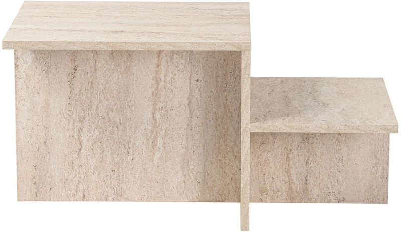 Table basse asymétrique effet travertin 80x40cm Harmony - Home Design