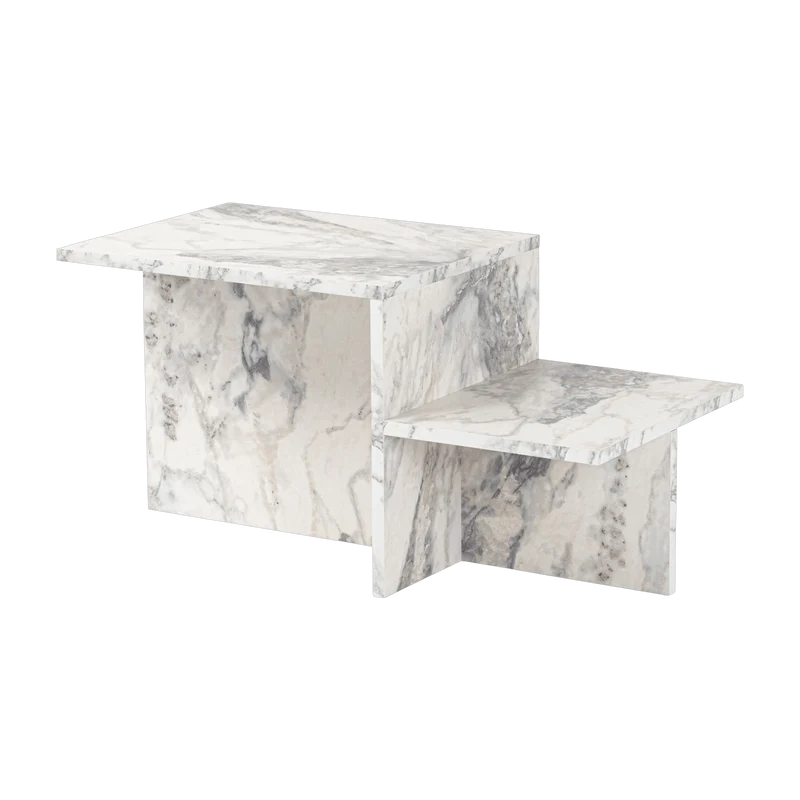 Table basse asymétrique effet marbre 80x40cm Harmony - Home Design