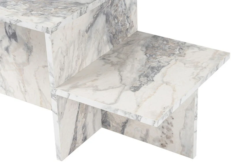 Table basse asymétrique effet marbre 80x40cm Harmony - Home Design