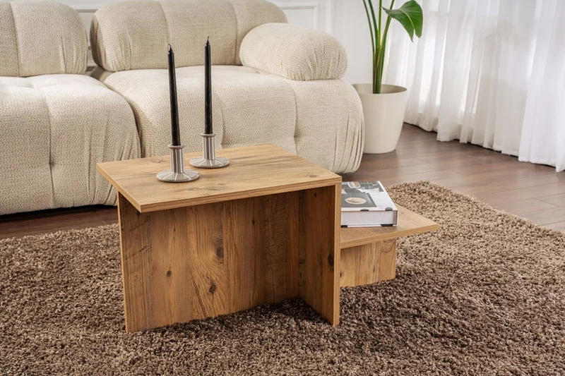 Table basse asymétrique en bois 80x40cm Harmony - Home Design