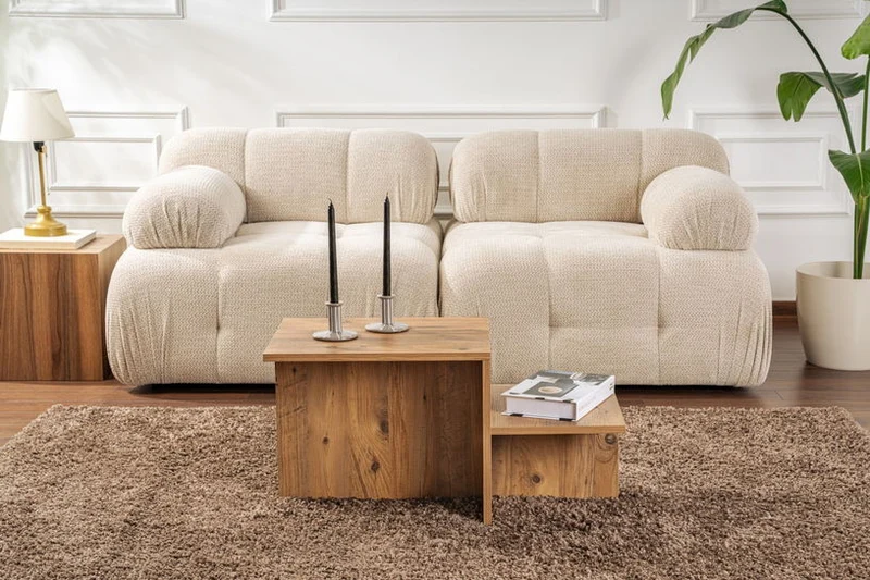 Table basse asymétrique en bois 80x40cm Harmony - Home Design
