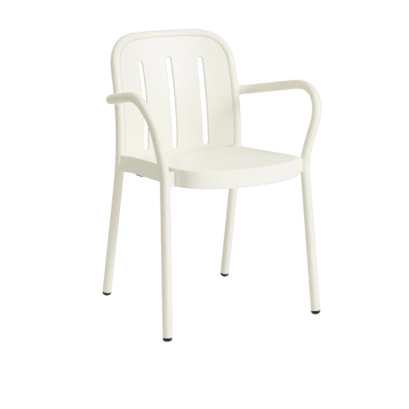Chaise de jardin avec accoudoirs en métal blanc crème Deville - HAY