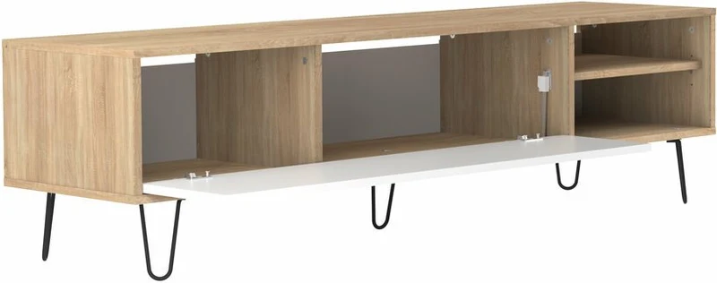 Meuble tv blanc et chêne Aero - TEMAHOME
