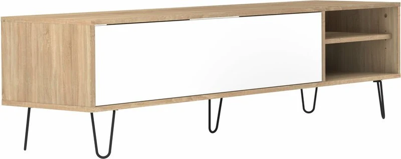 Meuble tv blanc et chêne Aero - TEMAHOME