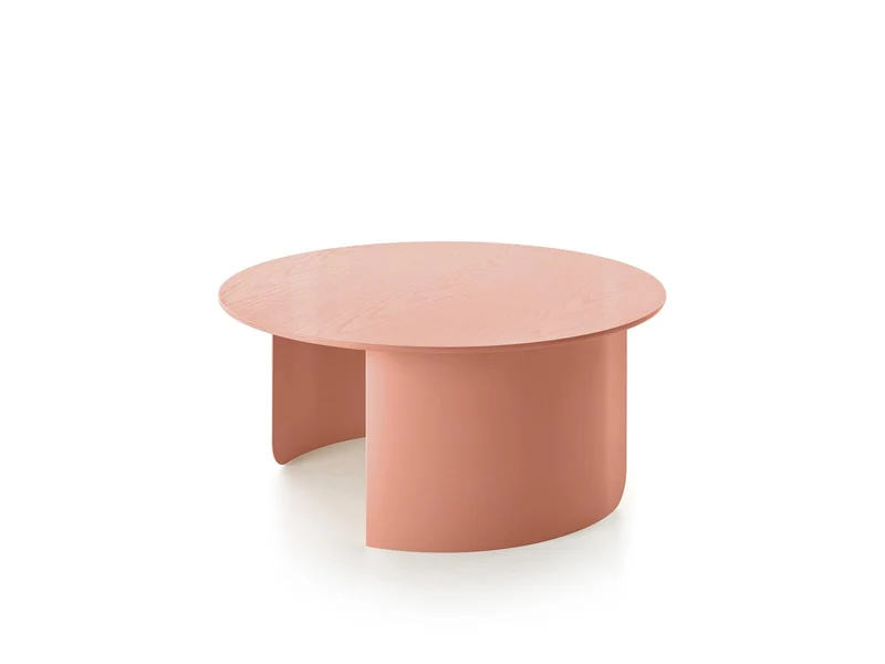 Table basse ronde en bois et acier rose 75x35cm Plateau - Fest Amsterdam