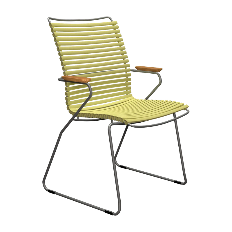 Chaise en métal avec grand dossier et plastique jaune citron 60x90cm Click - Houe