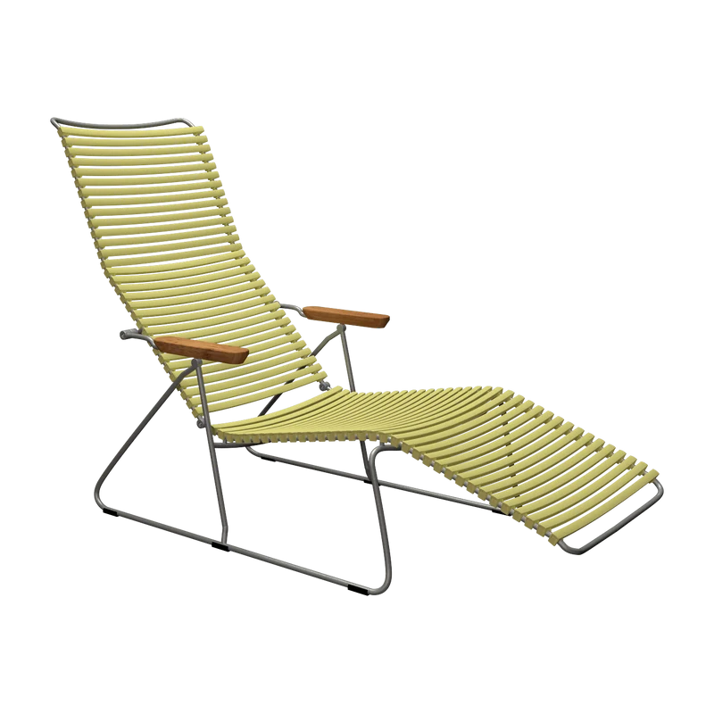 Chaise longue en métal et plastique jaune citron 143x60,5x96cm sunlounger Click - Houe