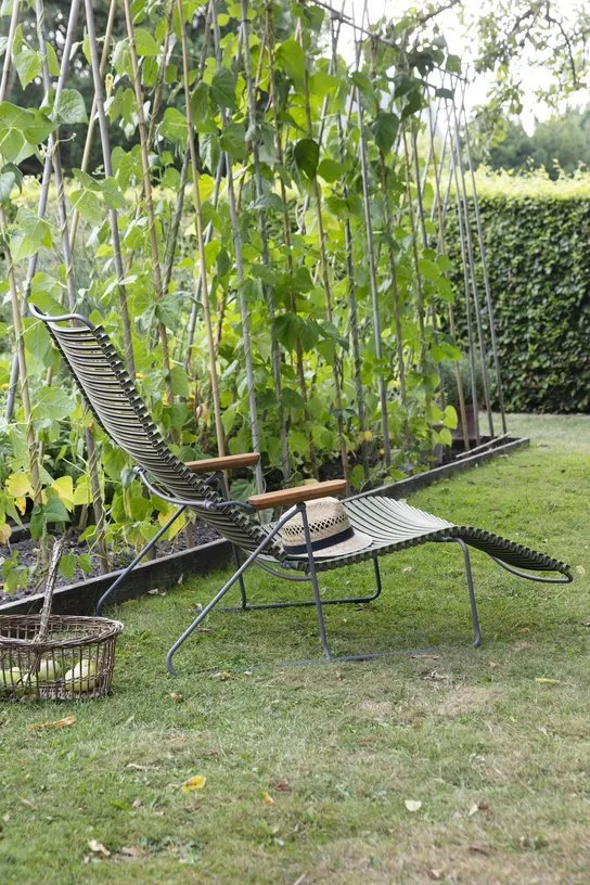 Chaise longue en métal et plastique jaune citron 143x60,5x96cm sunlounger Click - Houe