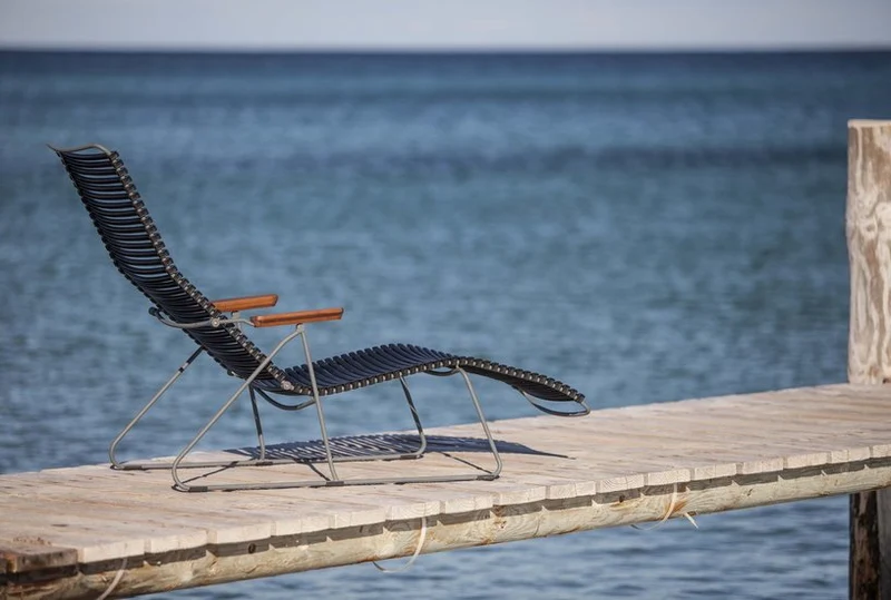 Chaise longue en métal et plastique jaune citron 143x60,5x96cm sunlounger Click - Houe