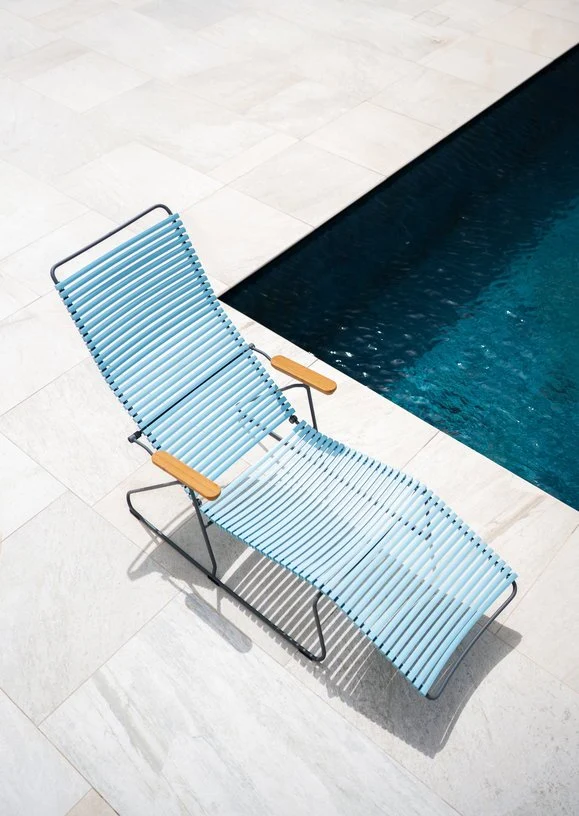 Chaise longue en métal et plastique jaune citron 143x60,5x96cm sunlounger Click - Houe