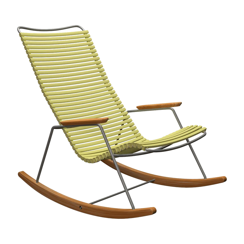 Chaise berçante en métal et plastique jaune citron 103x63x85,5cm Click - Houe