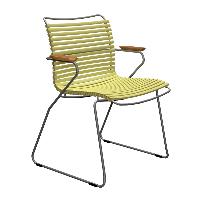 Chaise en métal et plastique jaune citron avec accoudoirs 60x90cm Click - Houe