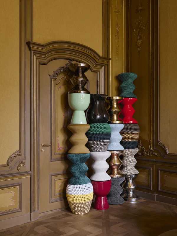 Tabouret en tissu vert clair Soft 36x47cm Zig Zag - Pols Potten