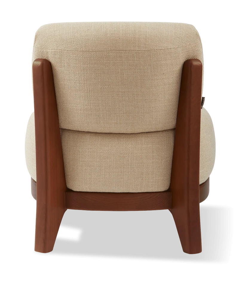 Fauteuil rond en tissu beige et bois de frêne Smooth Fizz - Pols Potten