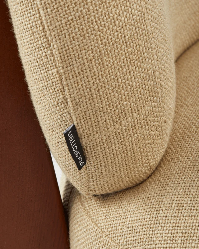 Fauteuil rond en tissu beige et bois de frêne Smooth Fizz - Pols Potten