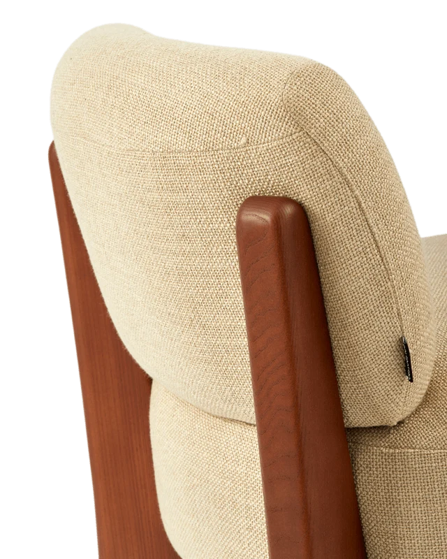 Fauteuil rond en tissu beige et bois de frêne Smooth Fizz - Pols Potten