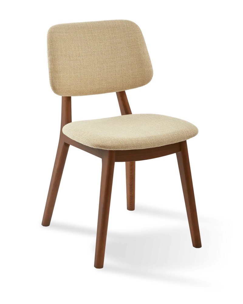 Chaise de salle à manger en tissu beige et bois de frêne Smooth Happy Days - Pols Potten