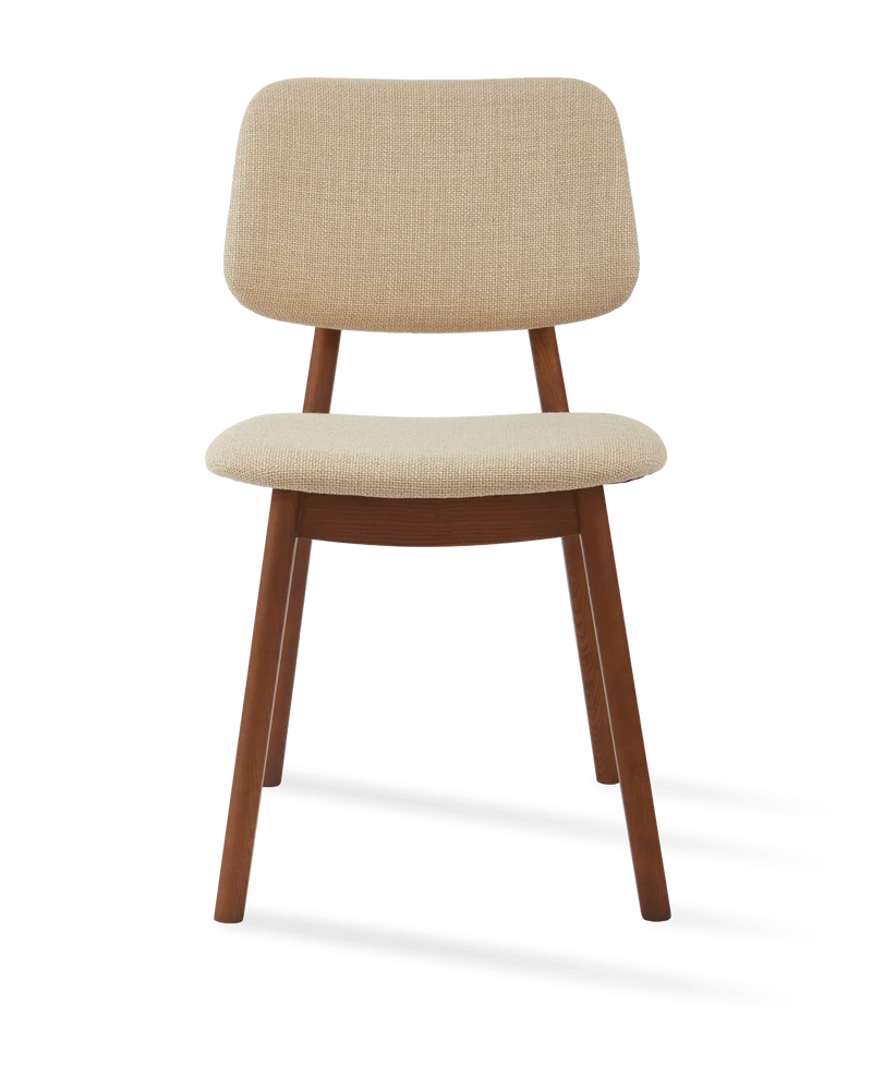 Chaise de salle à manger en tissu beige et bois de frêne Smooth Happy Days - Pols Potten