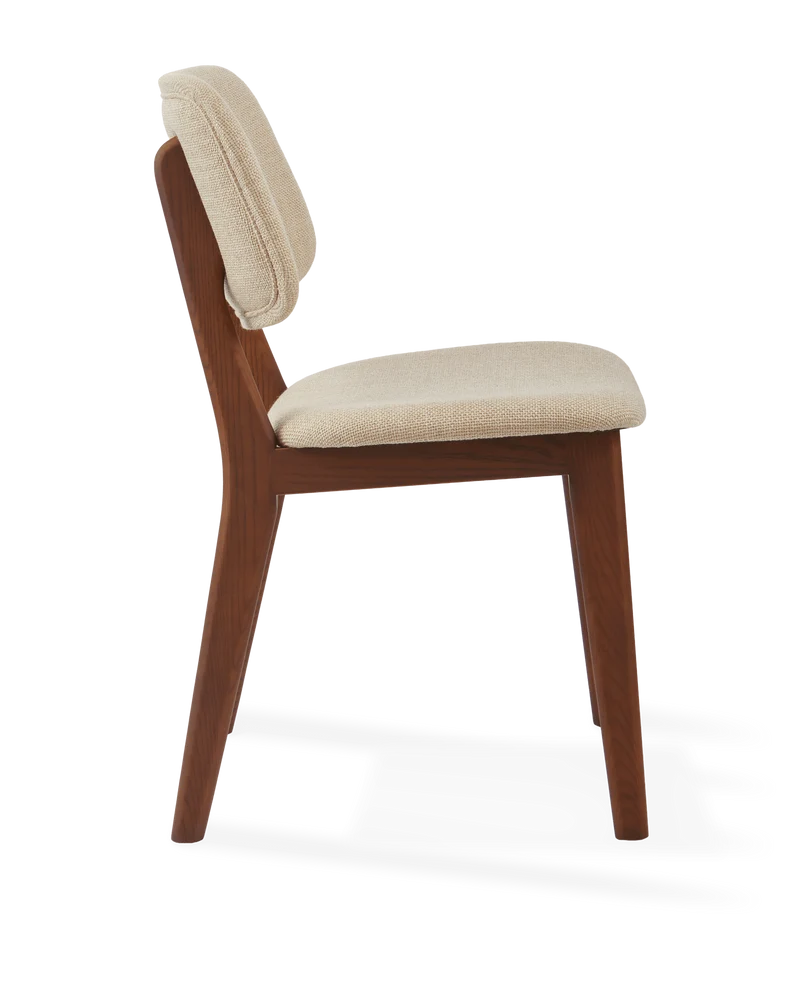 Chaise de salle à manger en tissu beige et bois de frêne Smooth Happy Days - Pols Potten