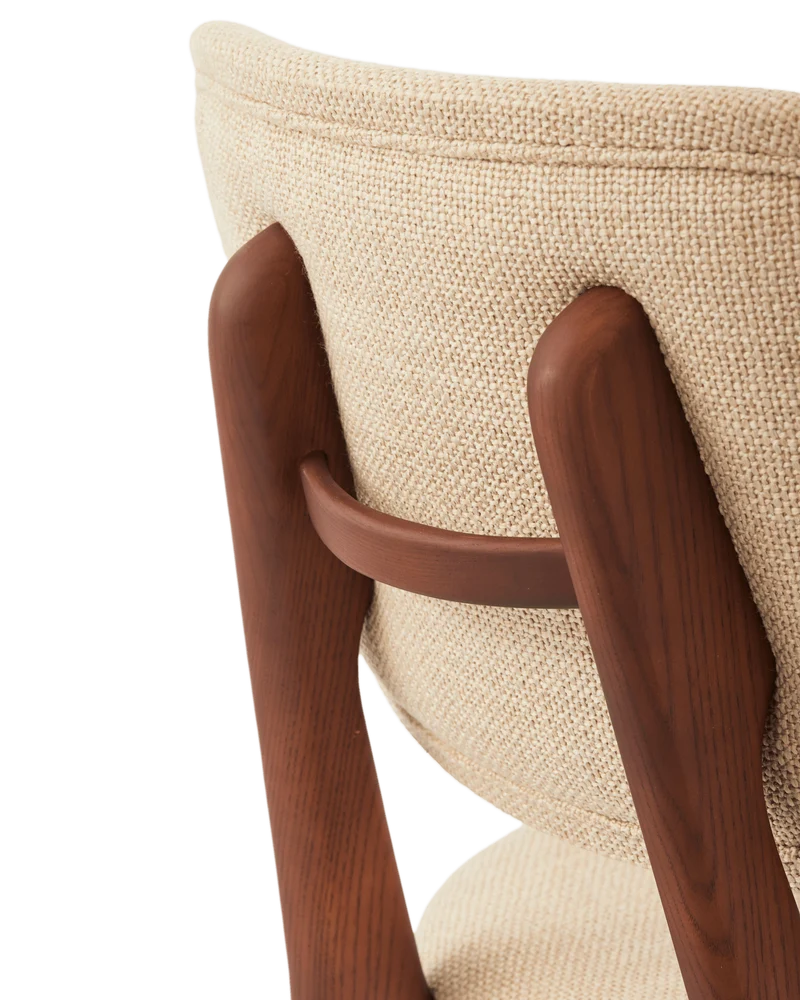 Chaise de salle à manger en tissu beige et bois de frêne Smooth Happy Days - Pols Potten