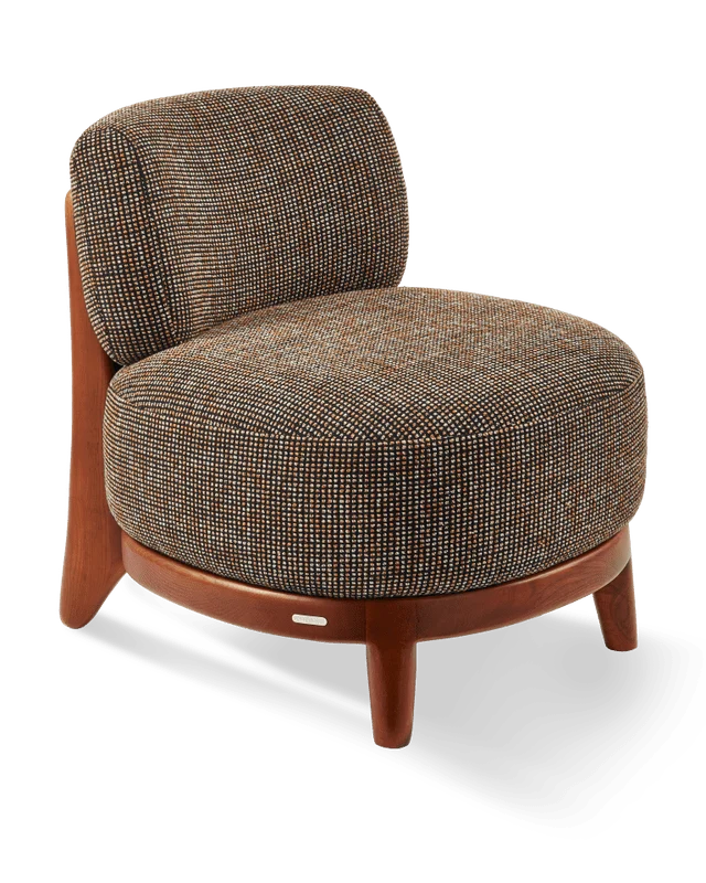 Fauteuil rond en tissu marron et bois de frêne Speckled Fizz - Pols Potten