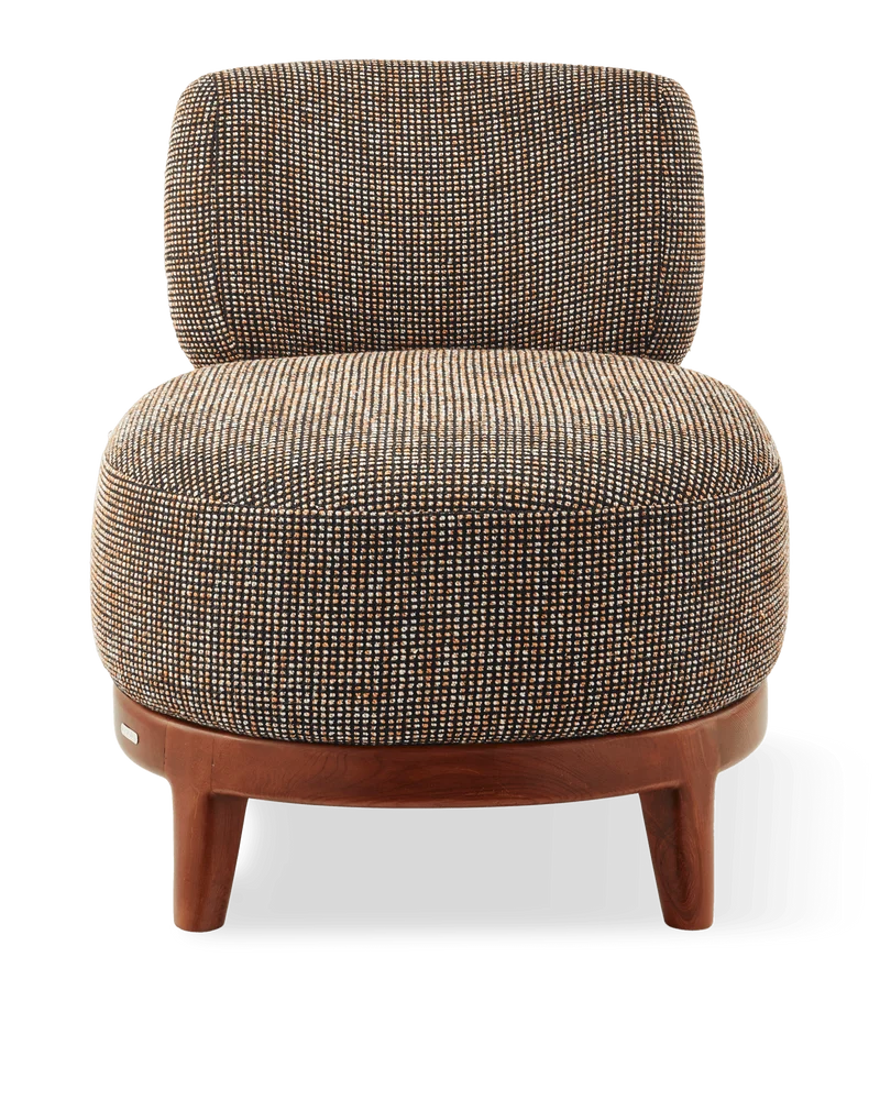 Fauteuil rond en tissu marron et bois de frêne Speckled Fizz - Pols Potten