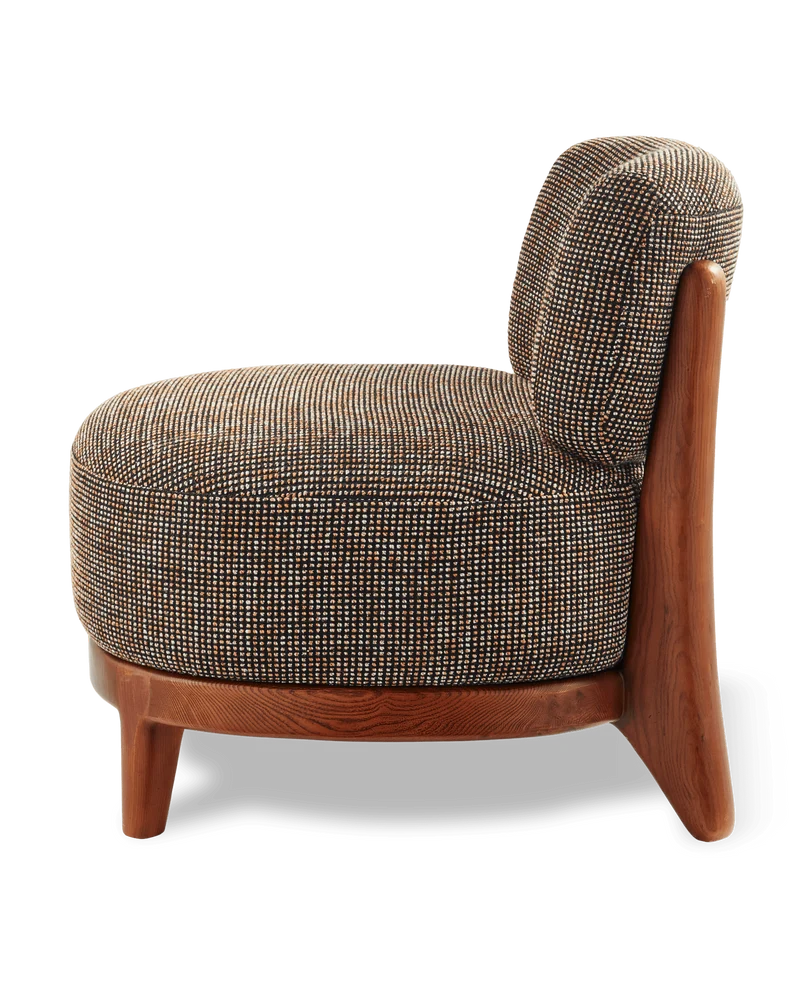 Fauteuil rond en tissu marron et bois de frêne Speckled Fizz - Pols Potten