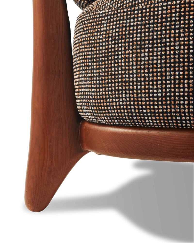 Fauteuil rond en tissu marron et bois de frêne Speckled Fizz - Pols Potten