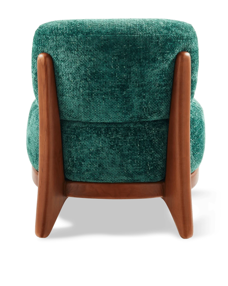 Fauteuil rond en tissu vert foncé et bois de frêne Greenish Fizz - Pols Potten
