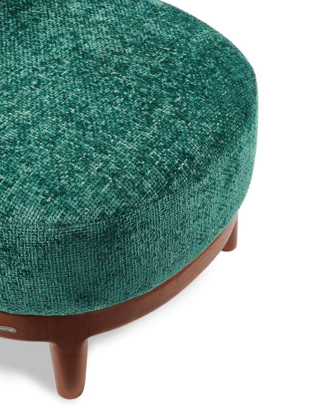 Fauteuil rond en tissu vert foncé et bois de frêne Greenish Fizz - Pols Potten
